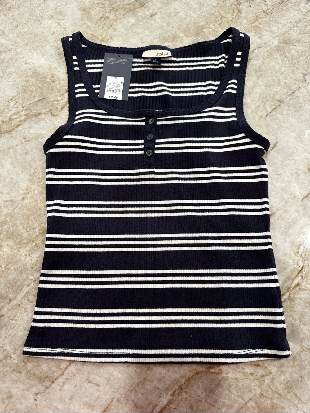 Universal Thread Blue & White Striped Henley Tank